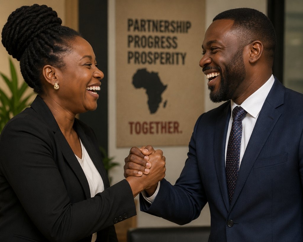 Co-founders handshake partnership